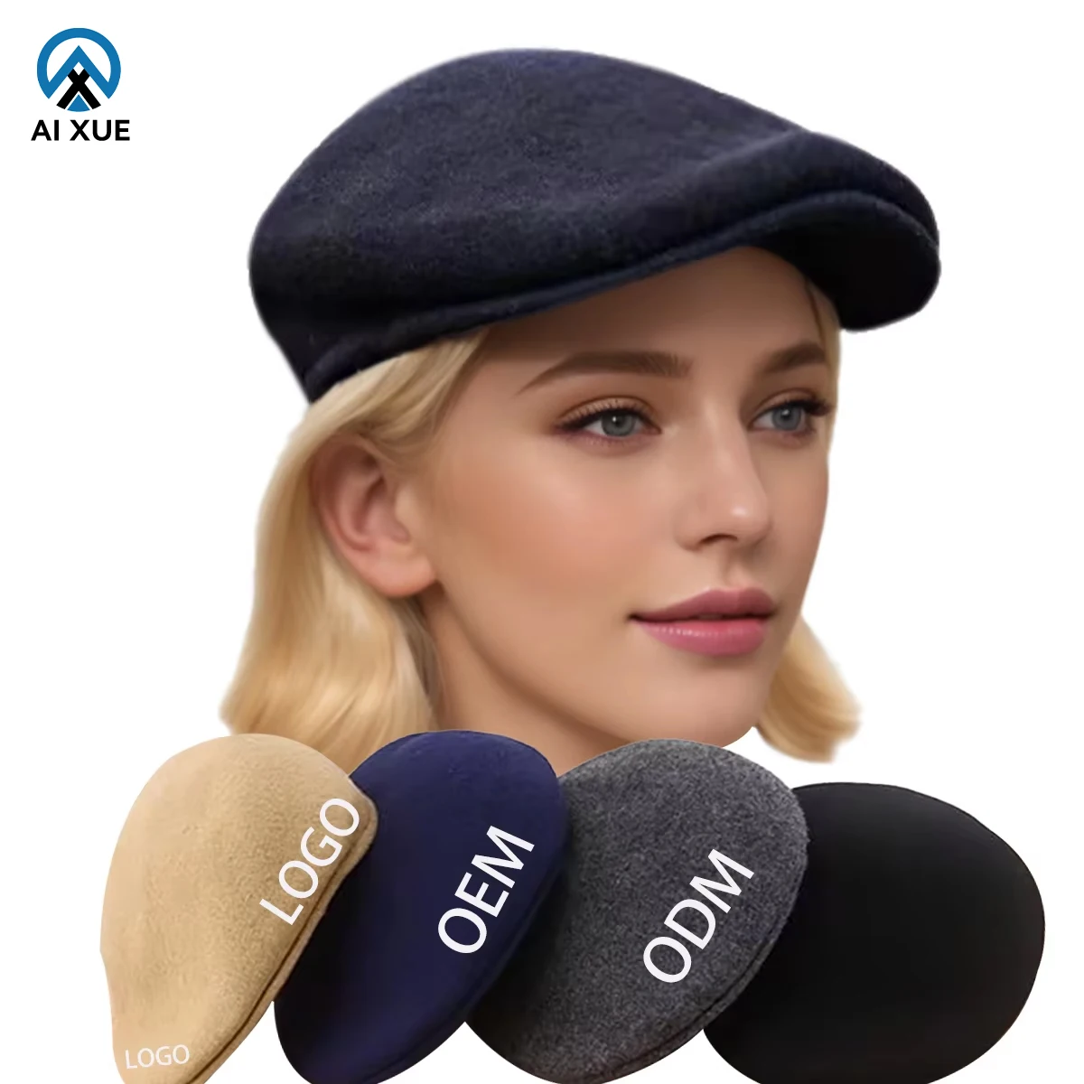 ★MARITHE★送料込み★CIRCLE LOGO EMBROIDERY WOOL BERET Marithe CIRCLE LOGO EMBROIDERY WOOL BERET heather gray | KAZUE