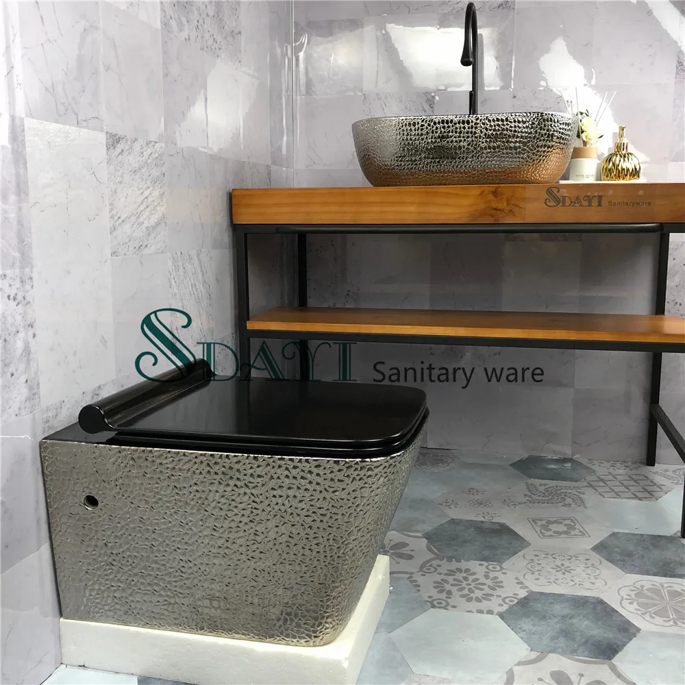 Фантастический роскошный дизайн Скрытый резервуар для воды серебряного цвета под заказ крокодил керамический туалет