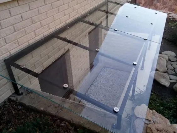 CBMMART Latest Factory Glass Canopy Fittings Exterior Sun Shade Stainless Steel Glass Canopy