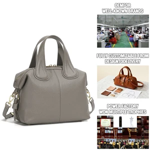 Manufacturer Wholesale Women's Retro Genuine Leather Soft Waterproof Shoulder Bag Two Straps Large Capacity OEM/ODM Custom Logo