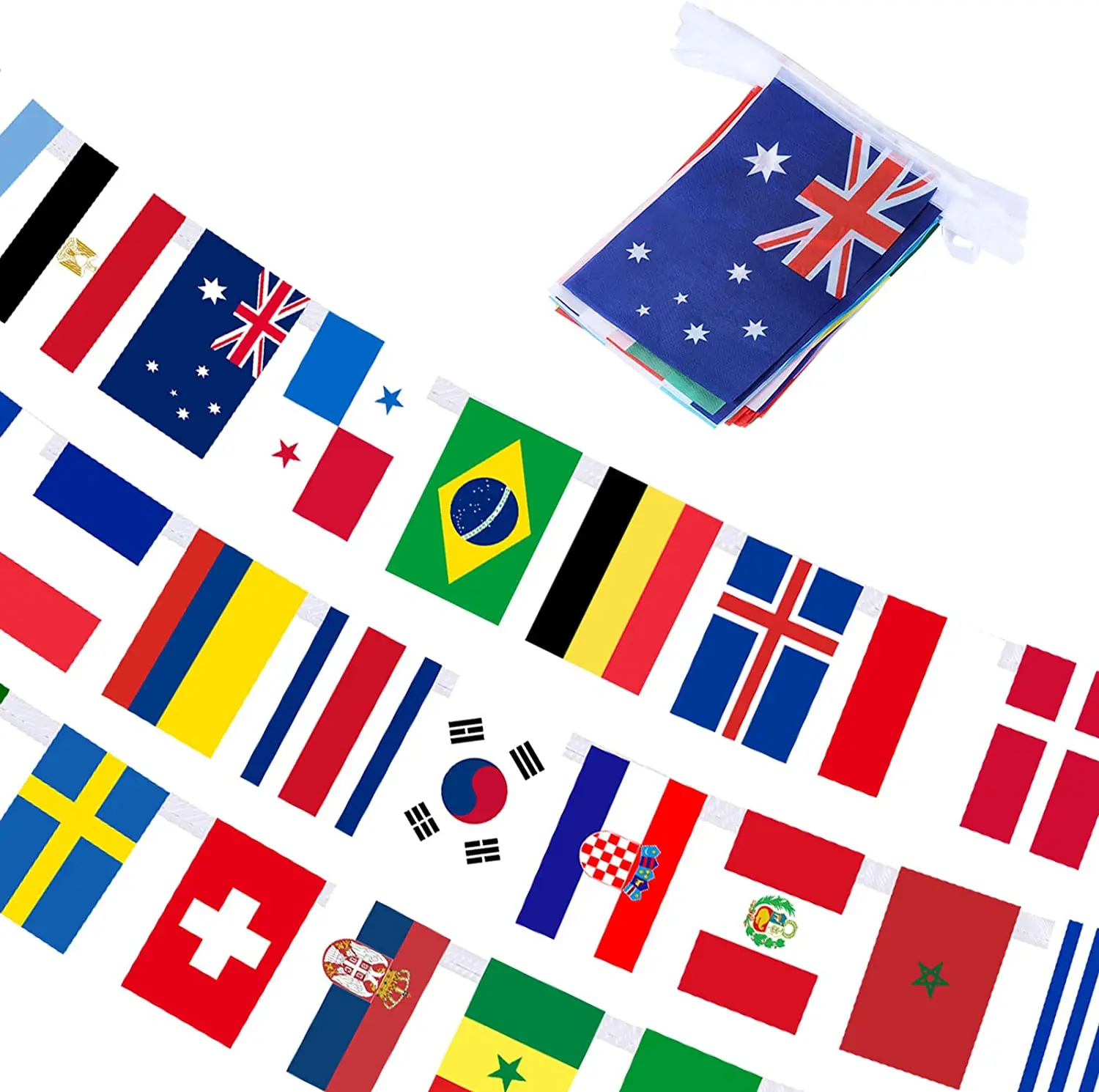 Palestine String Flag Polyester Fabric National Country Flag for Birthday Party Festival Decoration