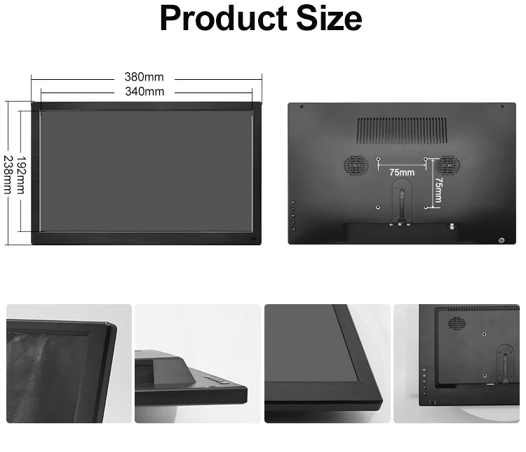 Factory Wholesale Industrial 15.6 Inch BNC PC Display IPS 1920*1080 HD LCD Monitor for Gaming Desktop Use 1-Year Warranty