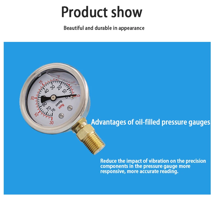 Professional Pressure Gauge 50mm Radial Oil Filled Shockresistant