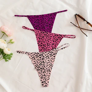 JENGS Factory Women Seamless G-String Thongs Sexy Low Rise Panties No Show Underwear T-Back 3 Color Leopard Print Thongs