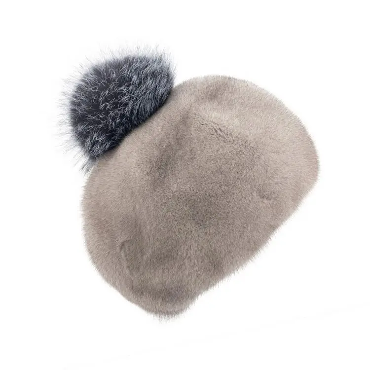 grey fluffy beret