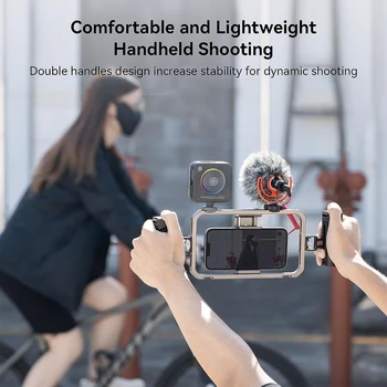 SmallRig Universal Phone Cage Smartphone Video Rig Kit With Handles Handheld Filmmaking Vlogging Case Stabilizer - 2791B+2772*2 detail image