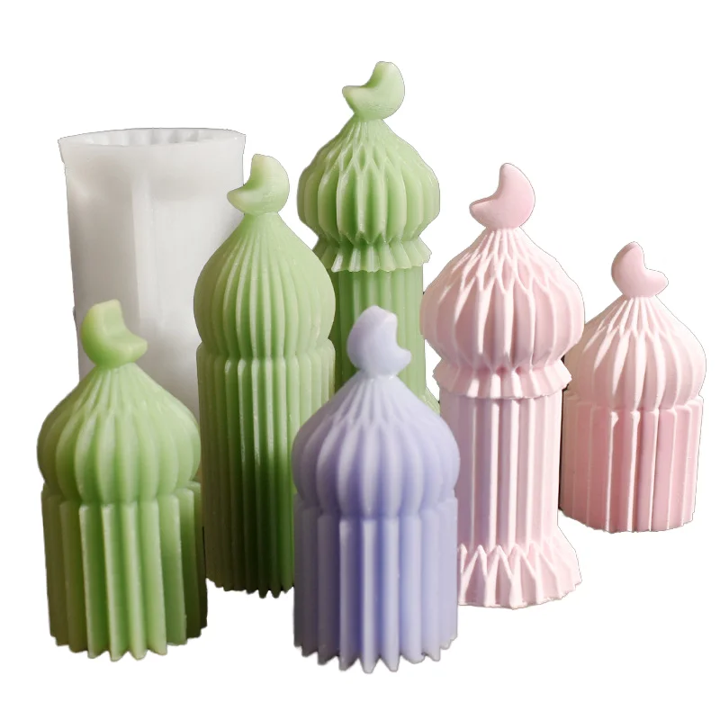 Stampo cilindrico in silicone a righe per candele fai-da-te, figurina in gesso per aromaterapia fai-da-te, stampo per candele a colonna con righe spesse e sottili filettate