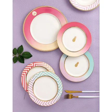 bone china round plate shining design simple element plate porcelain