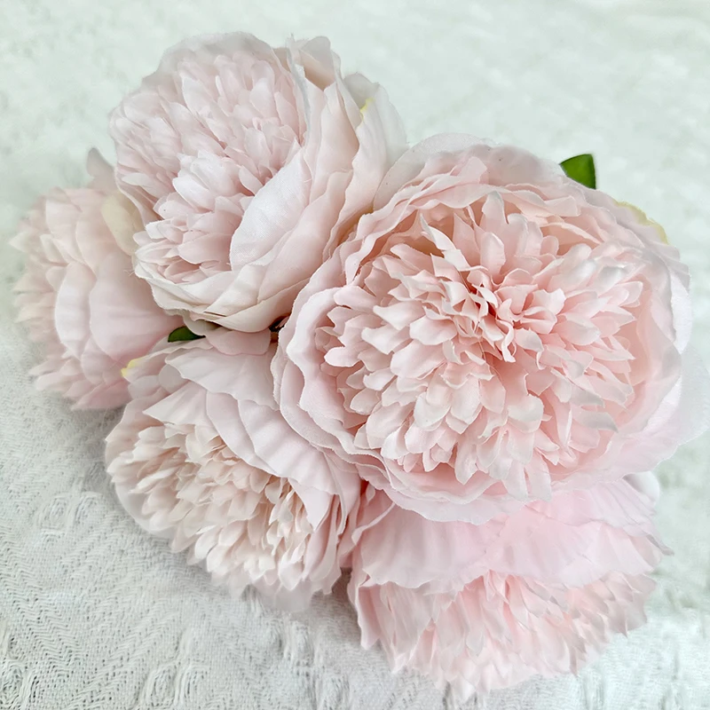 product high quality 5 head happy peony silk fabric bundle colorful artificial peonies for easter wedding decorations-53