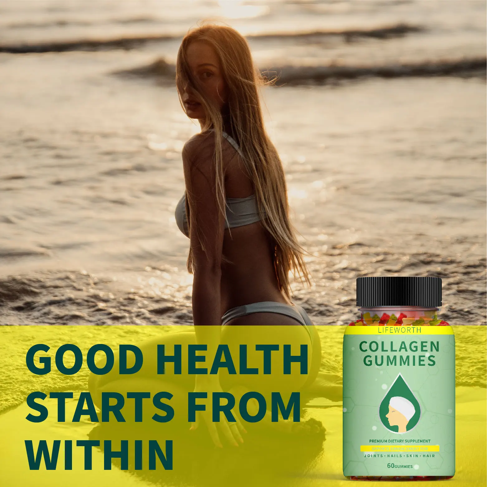 
 Коллагеновые добавки Lifeworth для ухода за кожей с полным спектром, конопляные жевательные трубки  