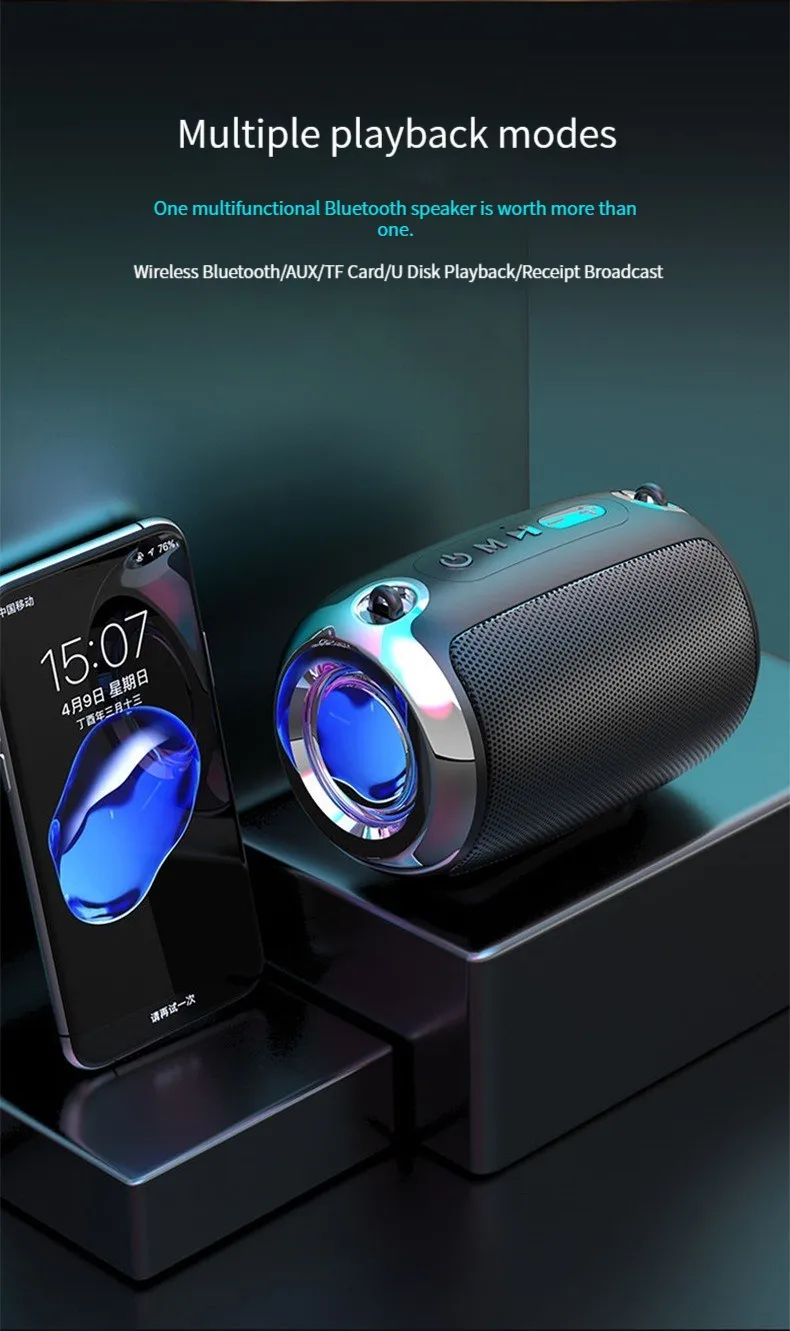Portable Loud 1200mah speaker Dynamics Music card wireless BT Subwoofer Mini Support Music Wireless Speaker for Party