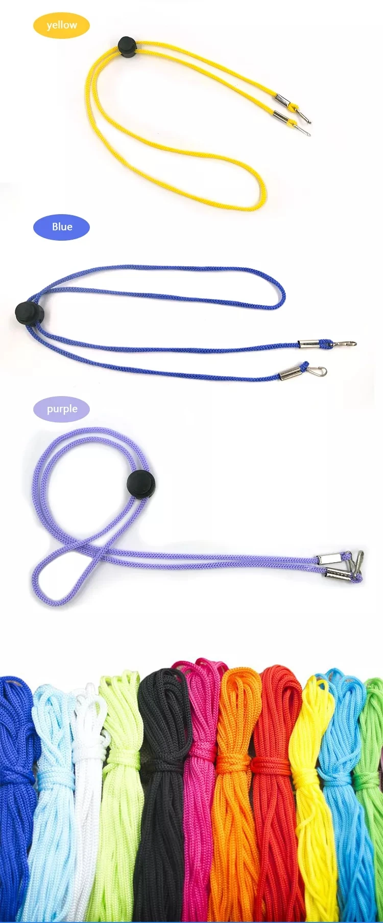 Custom Sublimation Colorful Woven Adjustable Length Cord Chain Strap Breakaway Kids Facemask Face Masking Lanyard