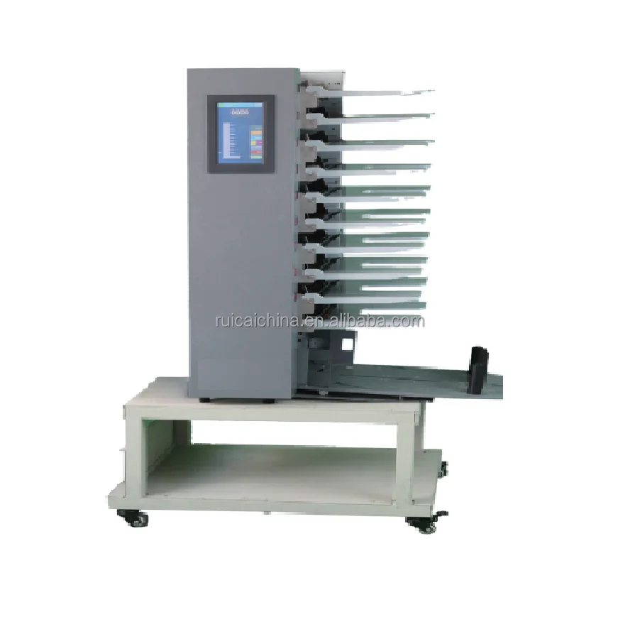 10 Bins Paper Collator Stapler Folding Booklet Maker Machine Paper