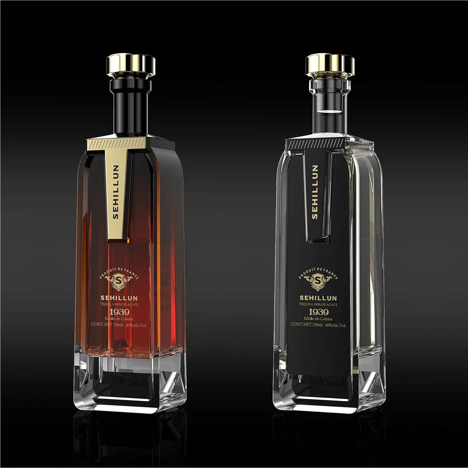 glassflasker sprit brennevin flaske Tequila whisky brandy vodka RUM JIN 750ml glassflaske