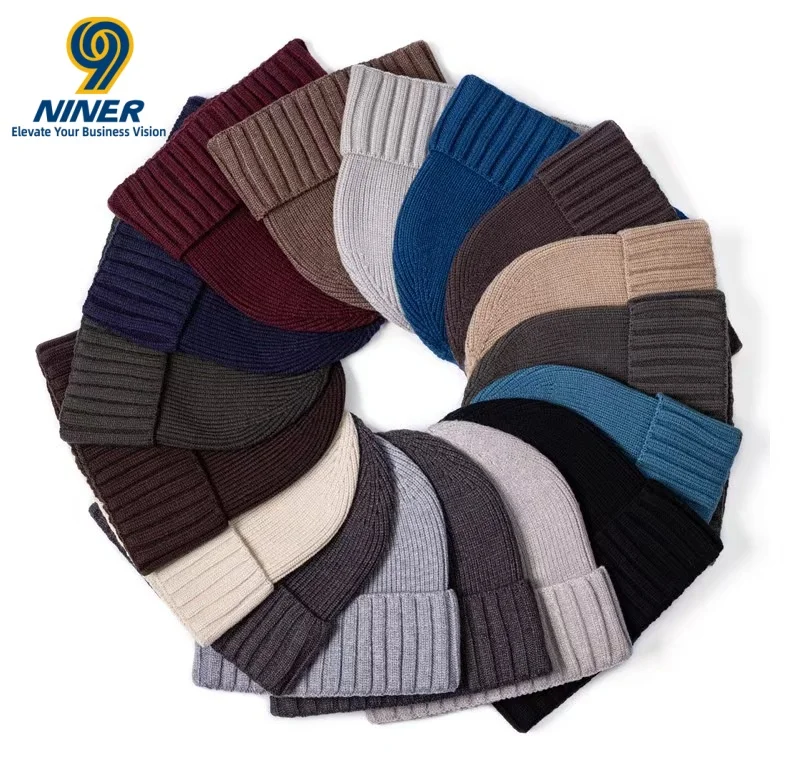 Winter Anti Cold Knitted Hat Customized Solid Color Thick Woolen Hat for Warmth and Versatility, Ski Printed logo