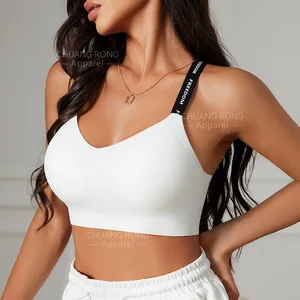 Summer Fitness Beauty Back Sling Vest Breathable Outer Wear Sexy Sports Underwear Wire-Free Chest Pad Solid Outer Shoulder Strap