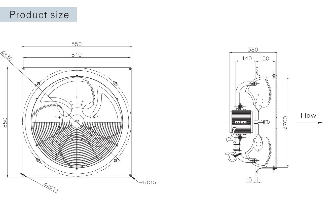 Axial Flow Ventilation Fan, SANXIN, 750W, 380V - detail 8