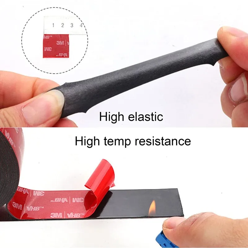Black 3M 5952 VHB Double Sided Tape Mounting Waterproof  Multipurpose for Car, LED Strip Lights, Office, Home & Office Décor