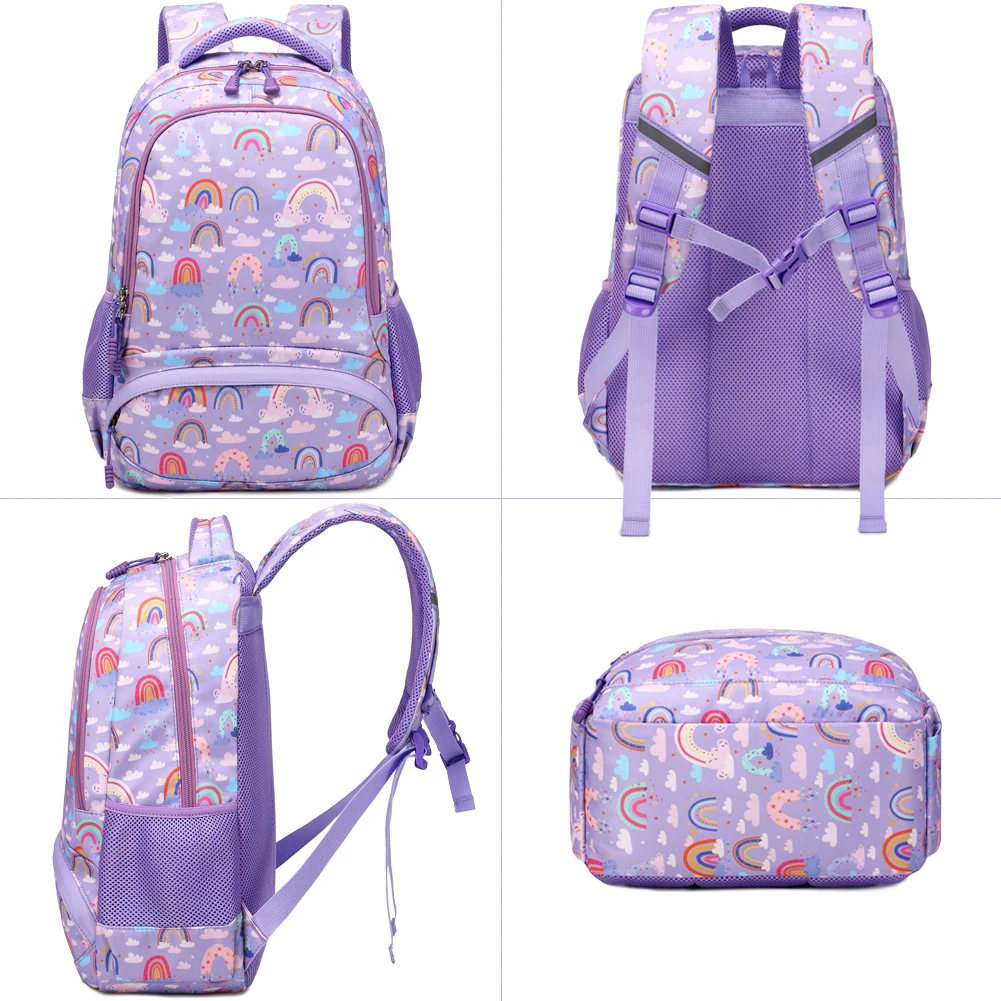 Large Capacity 3-in-1 Girls Rainbow Waterproof School Bag  display picture 3