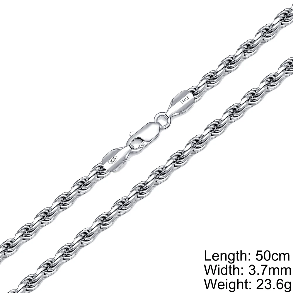 Wholesale メンズジュエリー 3.7mmツイストロープチェーン925シルバー