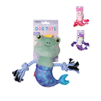 Manufacturer wholesale mermaid shape short plush squeaky dog chewing toy