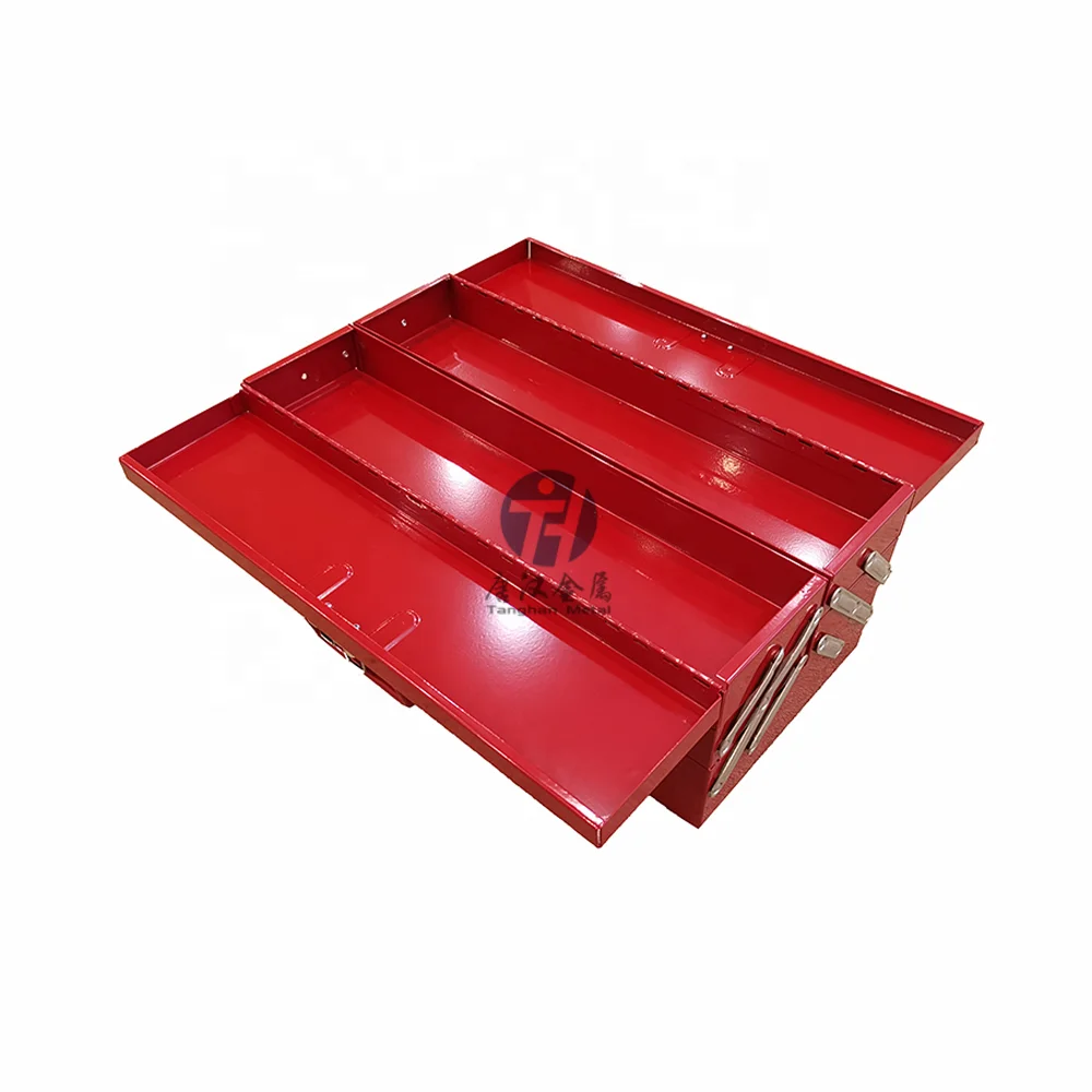 3 Layers Portable and Collapsible Metal Iron Cantilever Toolbox with 5 Trays