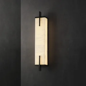 Modern Chinese Style Marble Wall Lamp for Bedroom Living Room New All-Copper LED Simple TV Background Bedside Wall Lamps