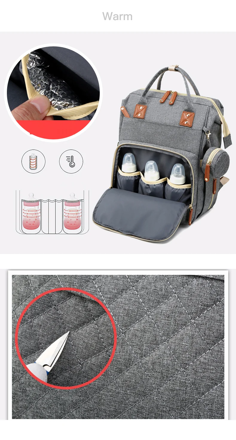 Factory Wholesale Waterproof Nylon Diaper Bag Foldable Usb Mommy Diaper