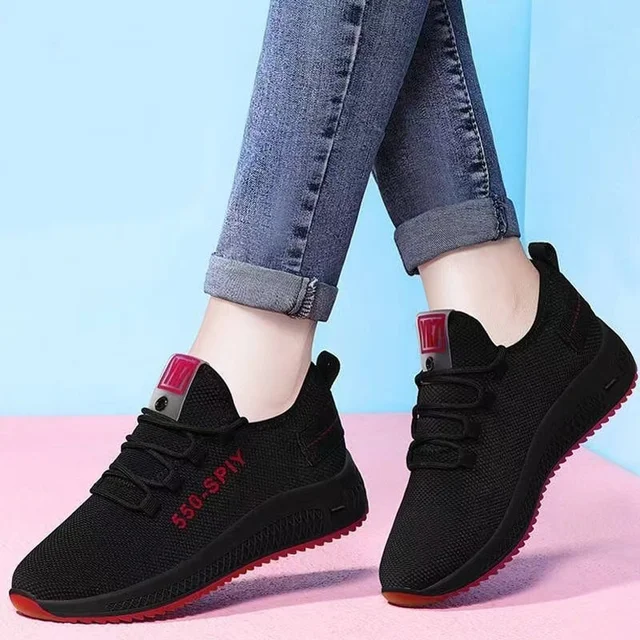 Women S Casual Shoes Girl Ladies Flat Shoes Women Sport Shoes White Running Sneakers New Arrivals Cheap Fashion for Women Black