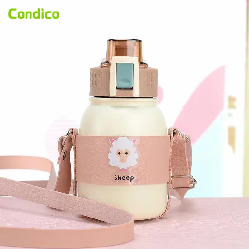 380ml Portable Kids Cute Thermos With Straw 304 Stainless Steel