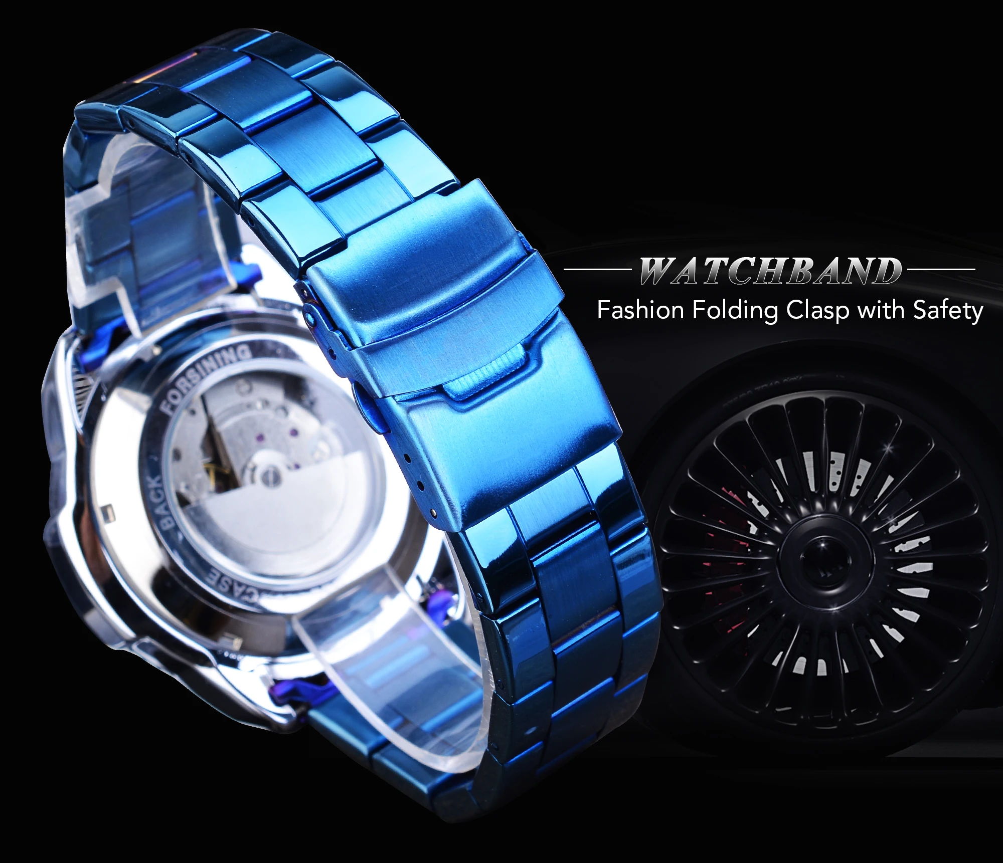 Forsining Watch Men Skeleton Automatic Mechanical Wristwatches Mens Luminous Waterproof Stainless Steel Tourbillon Watches Man