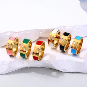 Luxury famous brand jewelry brand designer ring letter H stainless steel ring for women brand designer jewelry catalog