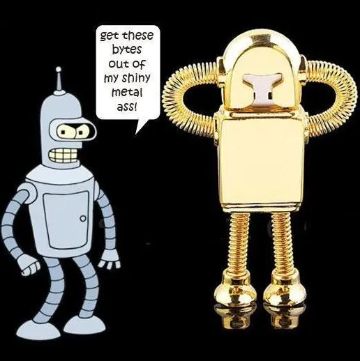 High Quality Metal Robot Shape USB Memory Flash Drive 2.0/3.0  8GB 16GB