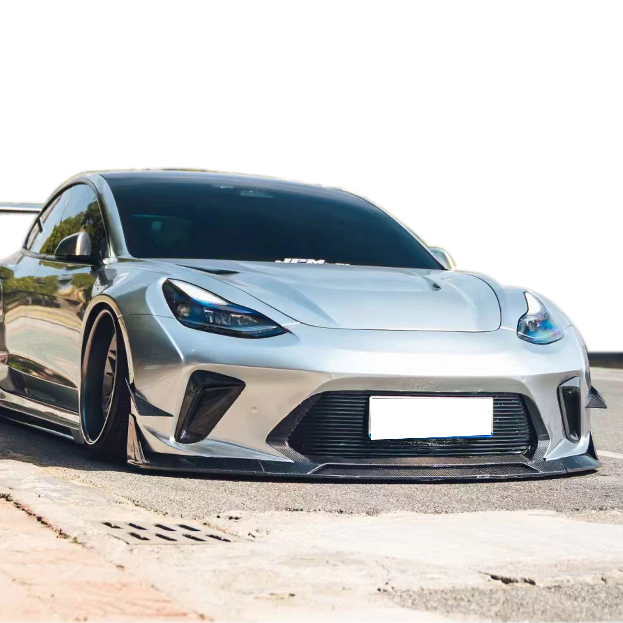 Robot Design Bodykit for Tesla Model 3 Hacker Style Front Bumper Rear Bumper Side Skirts and Hood for Tesla Model 3 Body Kit