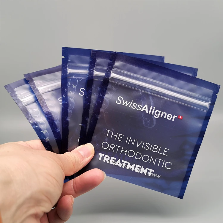 Aligner Packaging Zipper Bag Orthodontic Packaging Bag Frosted One Side Transparent Matt Mylar