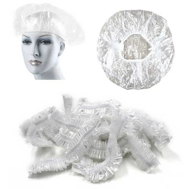 High Quality Cheap Bath Waterproof Cap Custom PE Plastic Transparent Hair Cover Disposable Shower Caps Wholesale Price