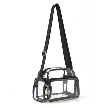 Mini Clear PVC Crossbody Sling Bag Transparent Casual Daypack Chest Bag Adjustment Left Right Band Bags