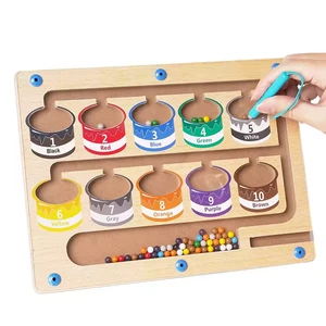 Children's Educational Magnetic Board Game Color and Number Maze with Wooden Beads Toy for Puzzle Lovers