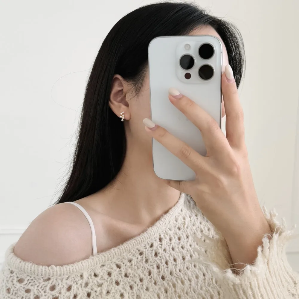 KAKODIY elegant small design 925 Sterling Silver boutique fashion freshwater pearl grape shape earrings can be customized women's boutique accessories detail 1