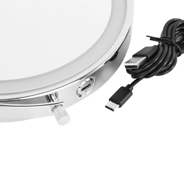 Nickel Plating Brush Satin Finish  10X 8X Led Makeup Mirror Modern Table Mirror With Led Light Wholesale