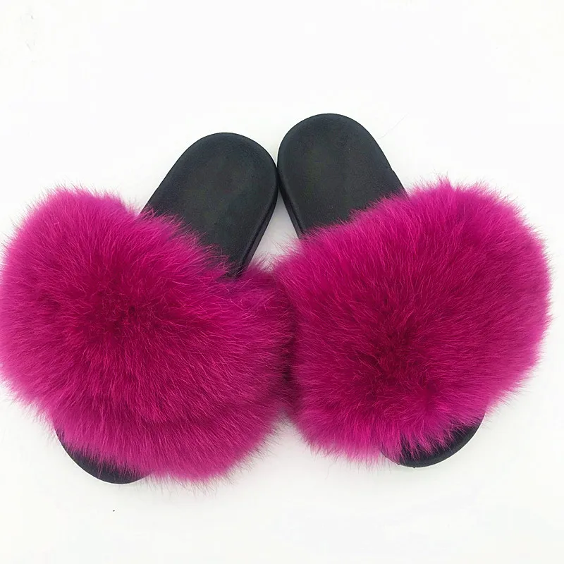 Летние сандалии из меха енота, меховые Шлепанцы из ПВХ, натуральный мех лисы, шлепанцы с ремешком, разные цвета