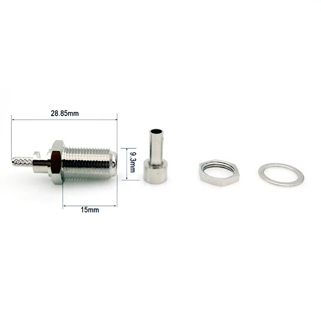 F Female Bulkhead Straight Crimp RG174 RG316 RG179 Cable RF Connector