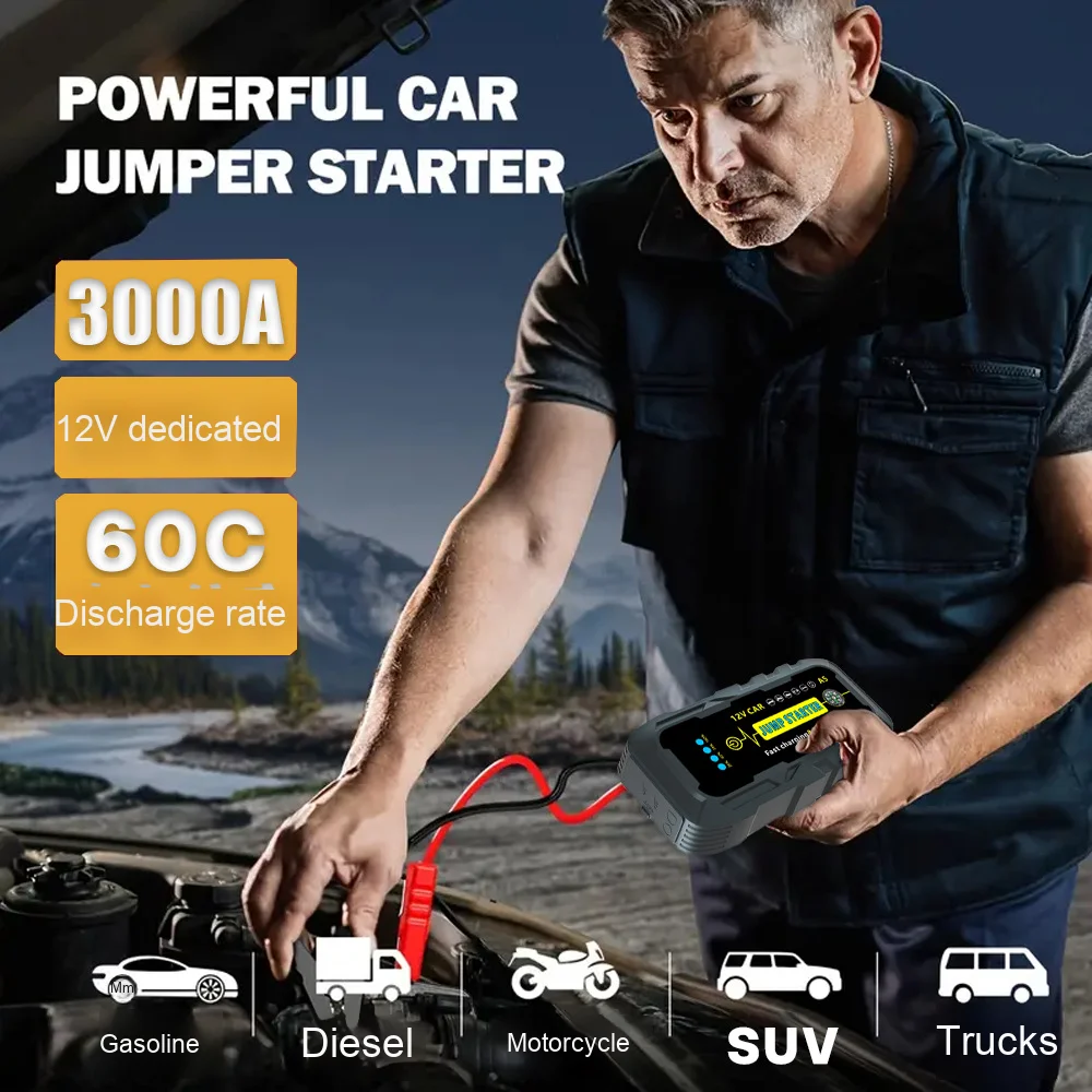 3000A Car Jump Starter 12v Emergency Car Battery Booster Pack Portable Car Battery Jump Starter Power Bank - view 5
