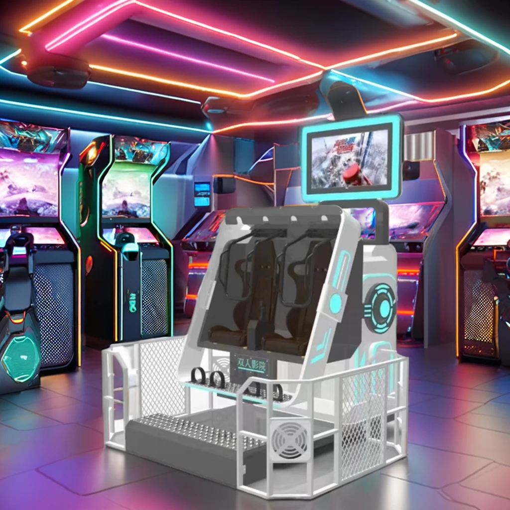 9D VR 360 Chair Dual-Seat Roller Coaster Simulator 360 Degree Arcade Game Capsule Virtual Reality Game Machine for Outdoor Dubai