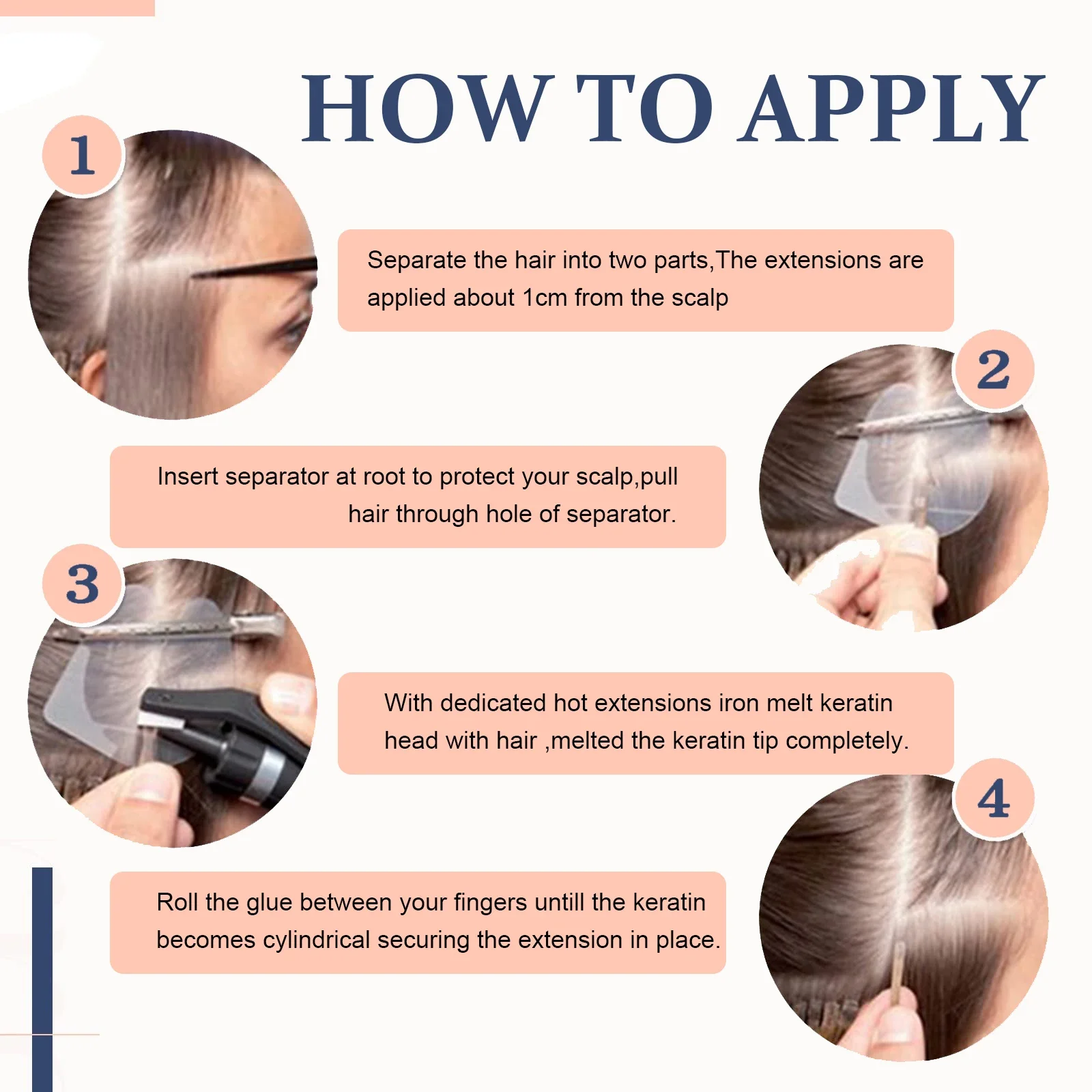 Gerade Keratin U-Tip Remy Echthaar-Extensions 50 Strähnen 50g natürliche Farbe_voghion.com
