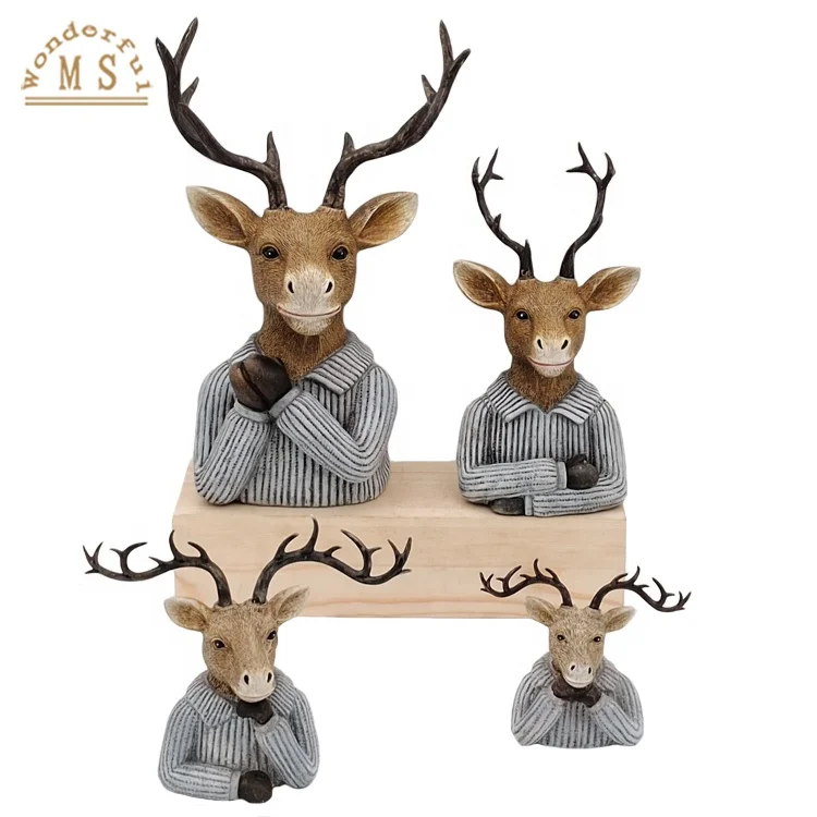 European Minimalist Nordic Resin Deer Head Tabledecor And Resin Elk Mr Reindeer Bust Figurine Christmas Crafts Home Decorations