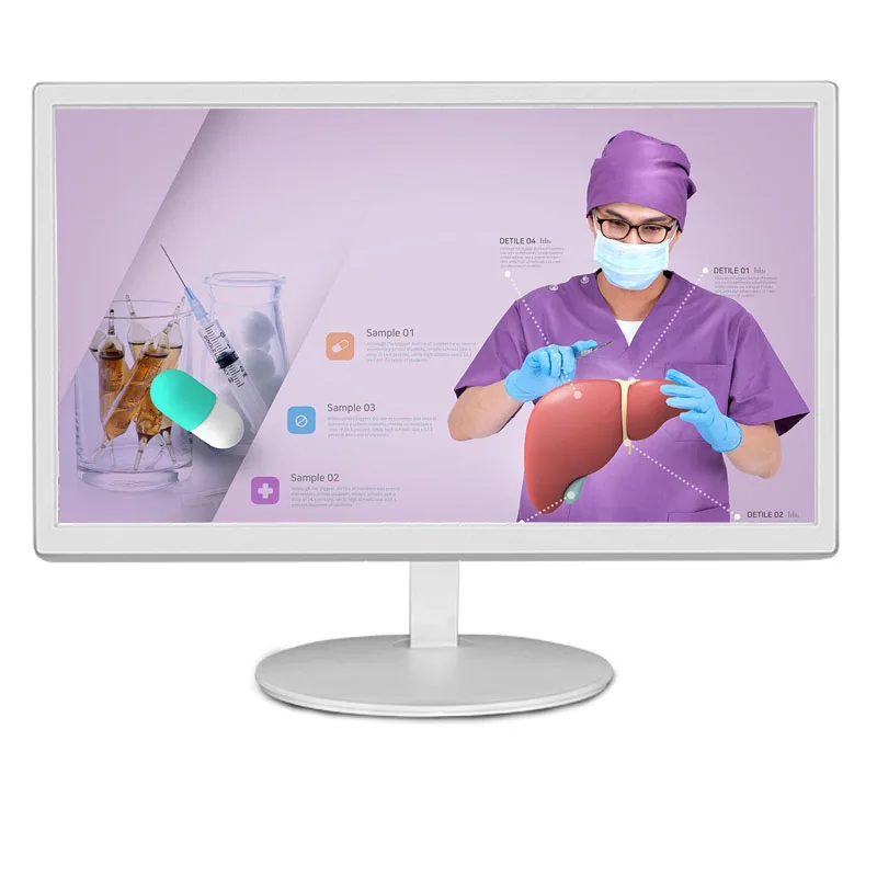 White Color Medical Lcd Monitor 18.5 21.5 / 22 24 Inch 1080p Ips Led Desktop Monitor