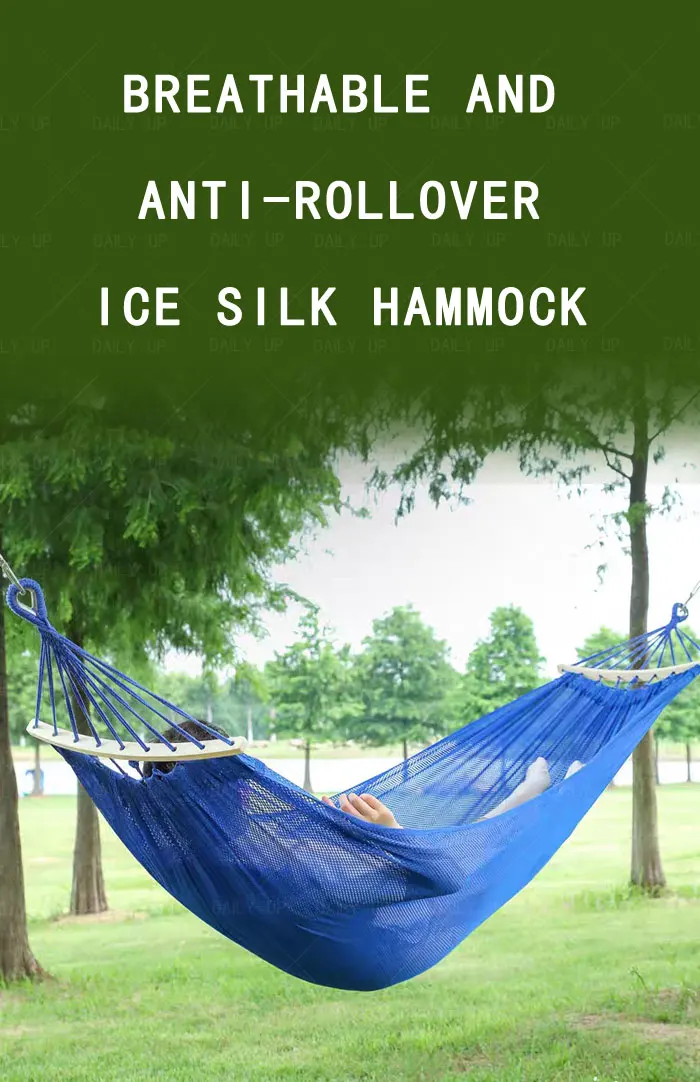 Portable Double Camping Hammock With Balance Beams Enlarged Lightweight Mesh Fabric Hammock For Outdoor Picnic Hiking Trip