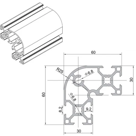 Aluminum Profile 6060 Extrusions European Standard Anodized Linear Rail ...