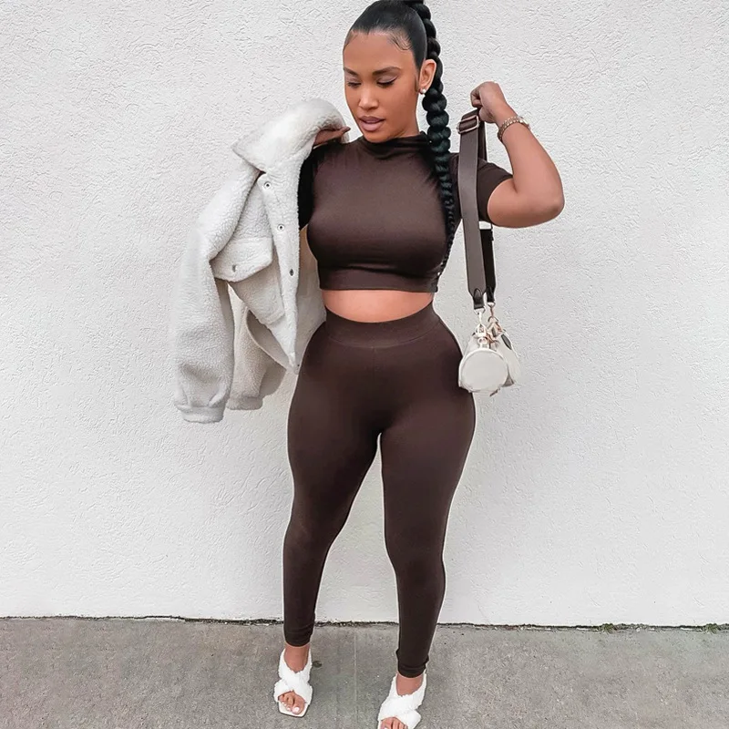 P01407t Solid Casual Sporty Two Piece 